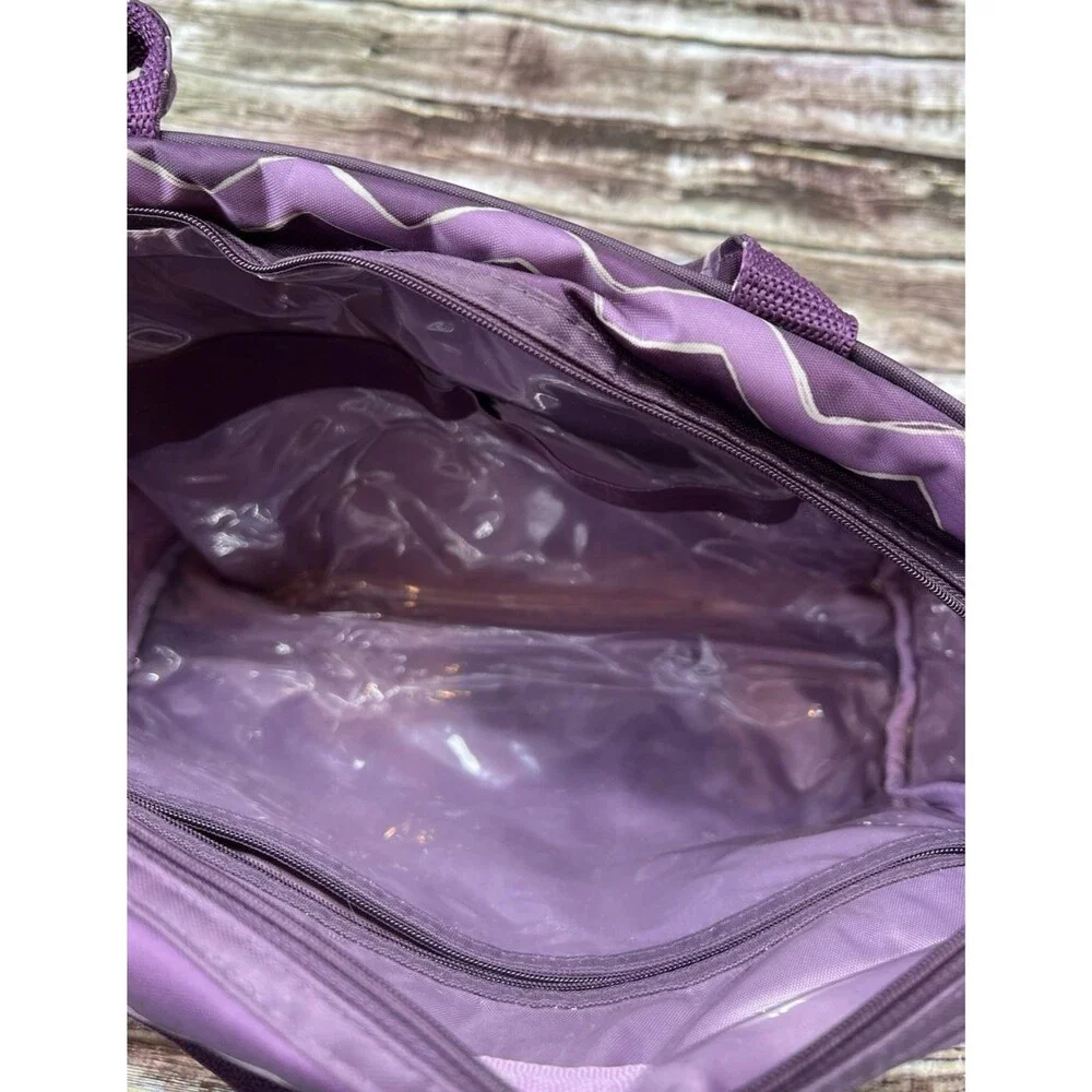 Thirty-One Handle It Purple Plum Chevron Zipper Cosmetic Travel 31 Bag Organizer